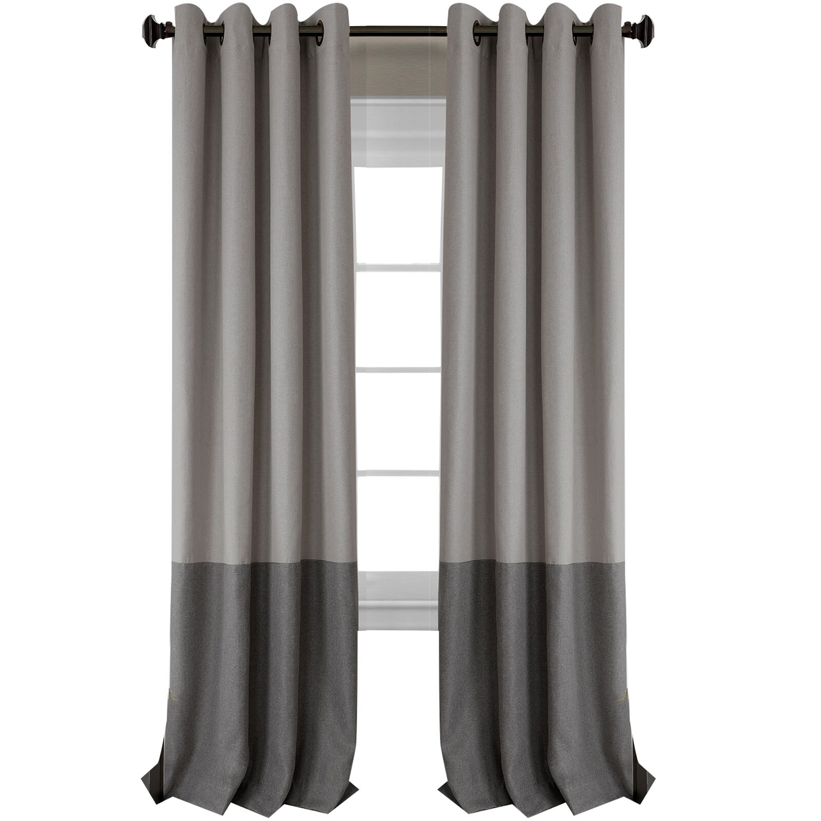 Threadmade Braiden Color Block Grommet Top Blackout Single Curtain Panel