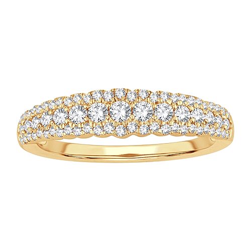 Modern Bride Womens 1/2 Ct. T.w. Natural White Diamond 10k Gold Anniversary Wedding Band In Yellow