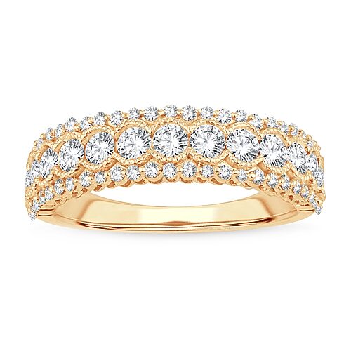 Modern Bride Womens 1 Ct. T.w. Natural White Diamond 10k Gold Anniversary Band In Yellow
