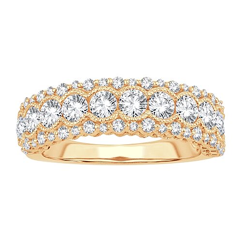 Modern Bride Womens 1 1/2 Ct. T.w. Natural White Diamond 10k Gold Anniversary Band In Yellow