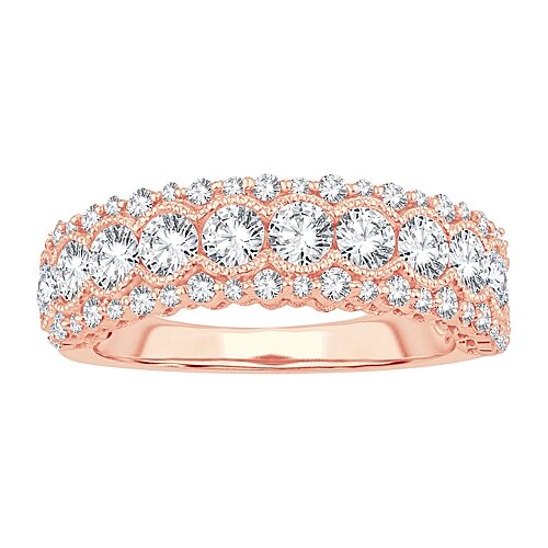 Modern Bride Womens 1 1/2 Ct. T.w. Natural White Diamond 10k Gold Anniversary Band In Pink