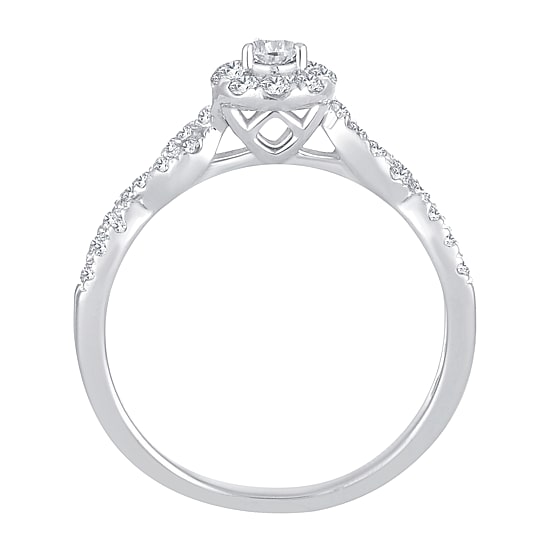 Womens 1/2 CT. T.W. Natural White Diamond 10K Gold Pear Engagement Ring