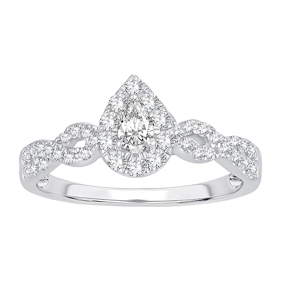 Womens 1/2 CT. T.W. Natural White Diamond 10K Gold Pear Engagement Ring