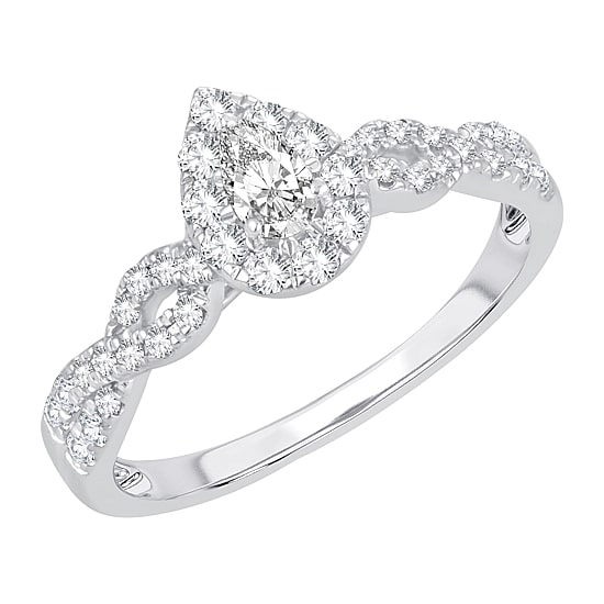 Womens 1/2 CT. T.W. Natural White Diamond 10K Gold Pear Engagement Ring