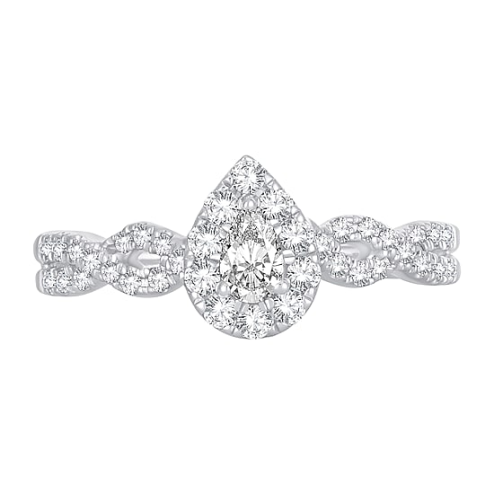 Womens 1/2 CT. T.W. Natural White Diamond 10K Gold Pear Engagement Ring