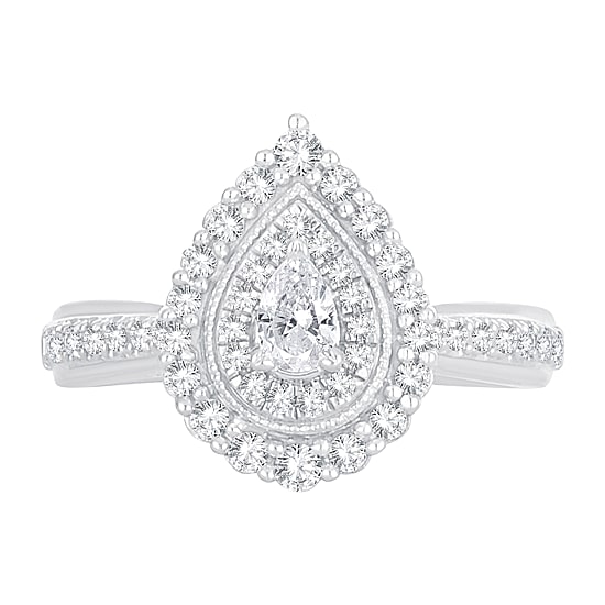 Womens 5/8 CT. T.W. Natural White Diamond 10K Gold Pear Engagement Ring