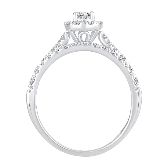 Womens 1 CT. T.W. Natural White Diamond 10K Gold Pear Side Stone Halo Bridal Set