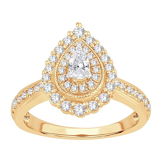 Womens 5/8 CT. T.W. Natural White Diamond 10K Gold Pear Engagement Ring