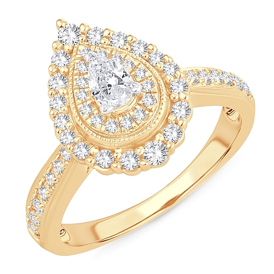 Womens 5/8 CT. T.W. Natural White Diamond 10K Gold Pear Engagement Ring