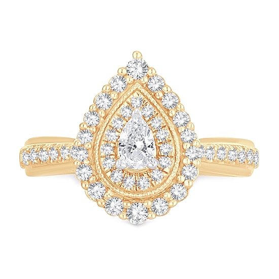 Womens 5/8 CT. T.W. Natural White Diamond 10K Gold Pear Engagement Ring