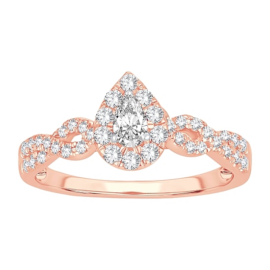 Womens 1/2 CT. T.W. Natural White Diamond 10K Gold Pear Engagement Ring