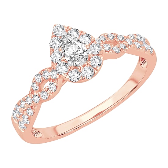 Womens 1/2 CT. T.W. Natural White Diamond 10K Gold Pear Engagement Ring