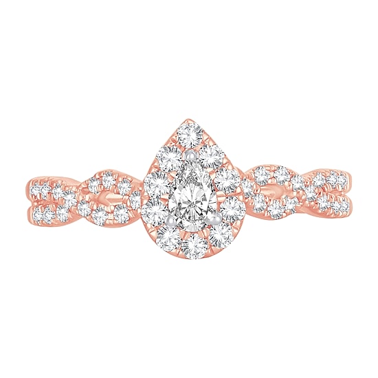 Womens 1/2 CT. T.W. Natural White Diamond 10K Gold Pear Engagement Ring