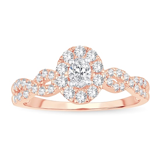 Womens 1/2 CT. T.W. Natural White Diamond 10K Gold Oval Engagement Ring