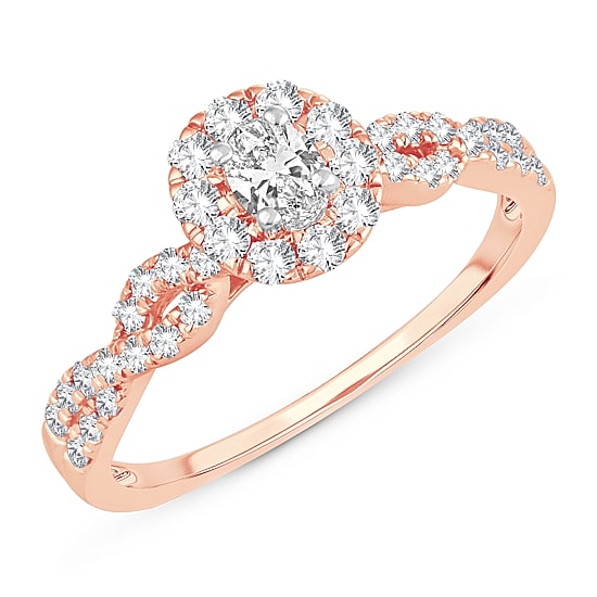 Womens 1/2 CT. T.W. Natural White Diamond 10K Gold Oval Engagement Ring