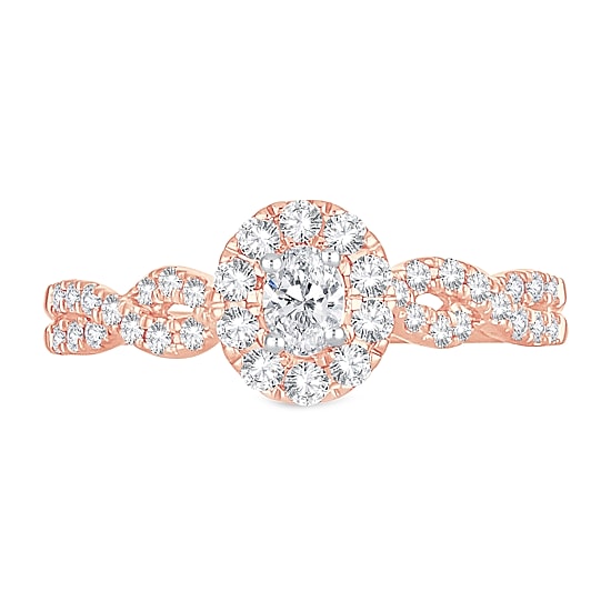 Womens 1/2 CT. T.W. Natural White Diamond 10K Gold Oval Engagement Ring