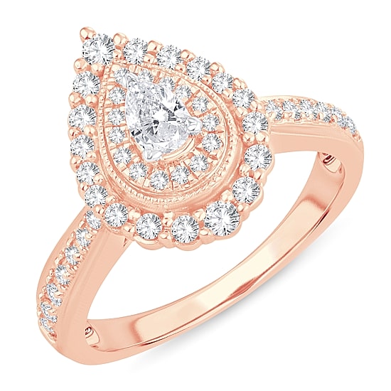 Womens 5/8 CT. T.W. Natural White Diamond 10K Gold Pear Engagement Ring