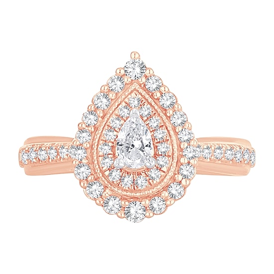 Womens 5/8 CT. T.W. Natural White Diamond 10K Gold Pear Engagement Ring