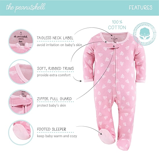 The Peanutshell Baby Girls 3-pc. Sleep and Play