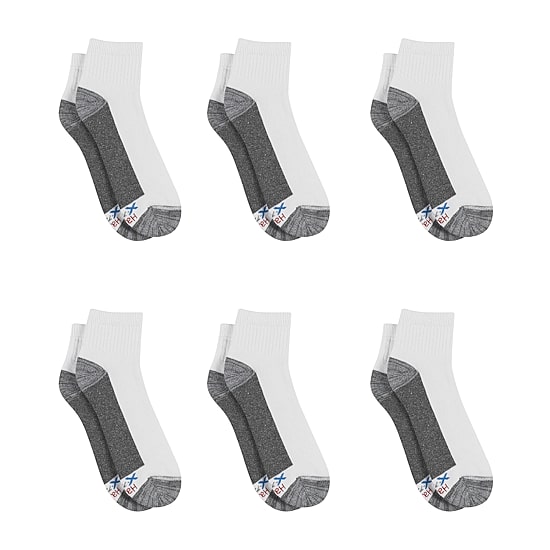 Hanes Ultimate Mens Multi-Pack 6 Pair Quarter Ankle Socks