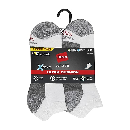 Hanes Ultimate Bonus Pack Mens Multi-Pack 7 Pair Low Cut Socks