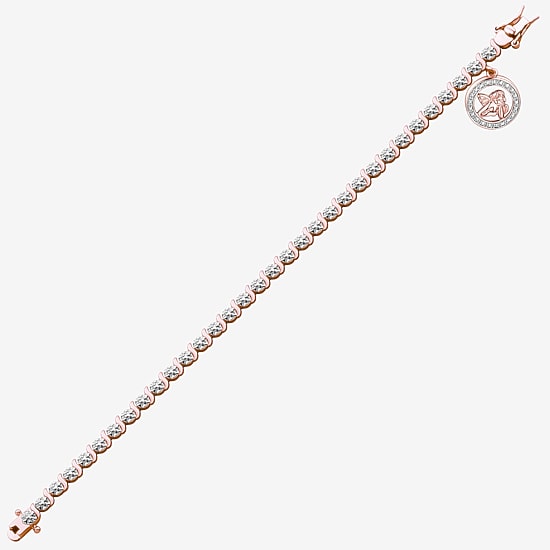 Sparkle Allure 14k Rose Gold Over Bronze Womens Natural Diamond Accent Angel Round 7.25 Inch Tennis Bracelet