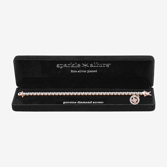 Sparkle Allure 14k Rose Gold Over Bronze Womens Natural Diamond Accent Angel Round 7.25 Inch Tennis Bracelet
