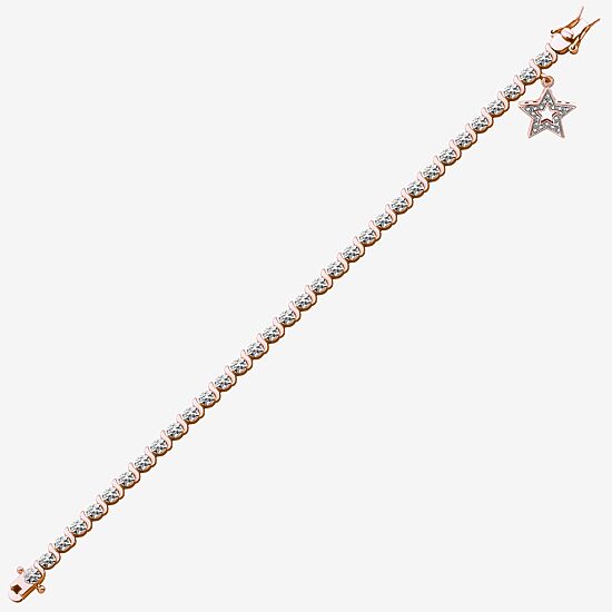 Sparkle Allure 14k Rose Gold Over Bronze Womens Natural Diamond Accent Round Star 7.25 Inch Tennis Bracelet