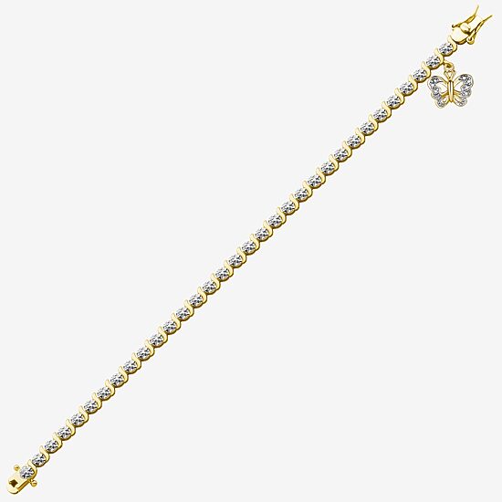 Sparkle Allure 14k Gold Over Bronze Womens Natural Diamond Accent Butterfly Round 7.25 Inch Tennis Bracelet