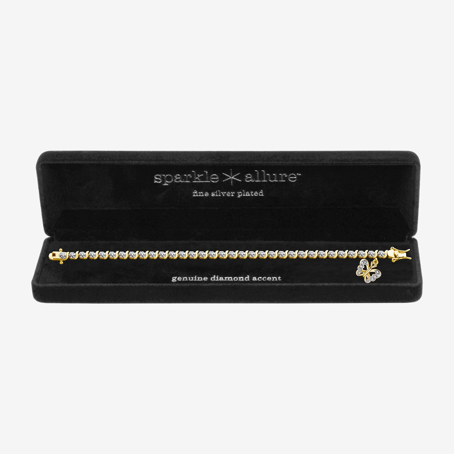 Sparkle Allure 14k Gold Over Bronze Womens Natural Diamond Accent Butterfly Round 7.25 Inch Tennis Bracelet