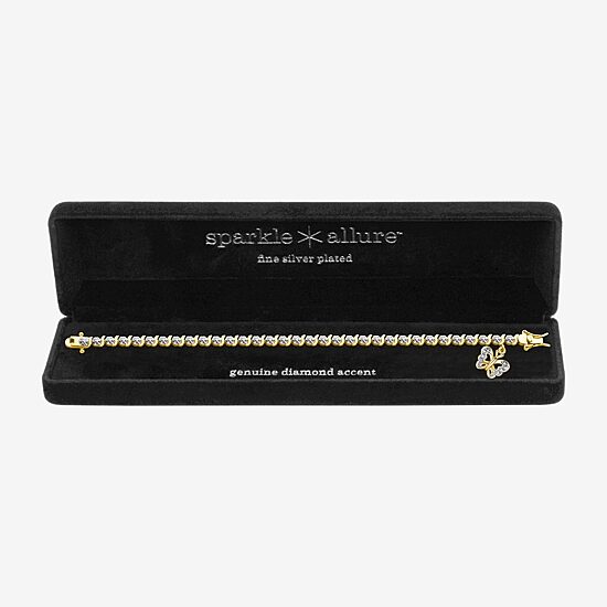 Sparkle Allure 14k Gold Over Bronze Womens Natural Diamond Accent Butterfly Round 7.25 Inch Tennis Bracelet