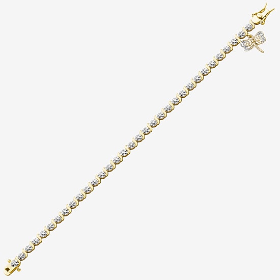 Sparkle Allure Dragonfly 14k Gold Over Bronze Womens Natural Diamond Accent Round 7.25 Inch Tennis Bracelet