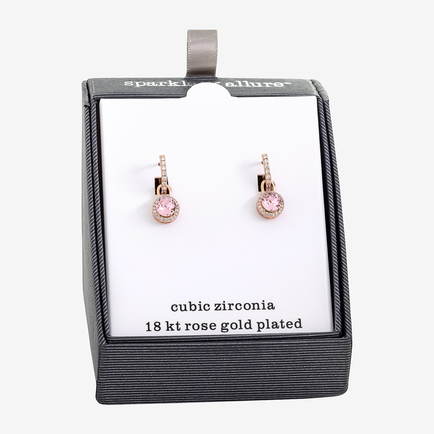Sparkle Allure Womens Pink Cubic Zirconia 18K Rose Gold Over Brass Drop Earrings