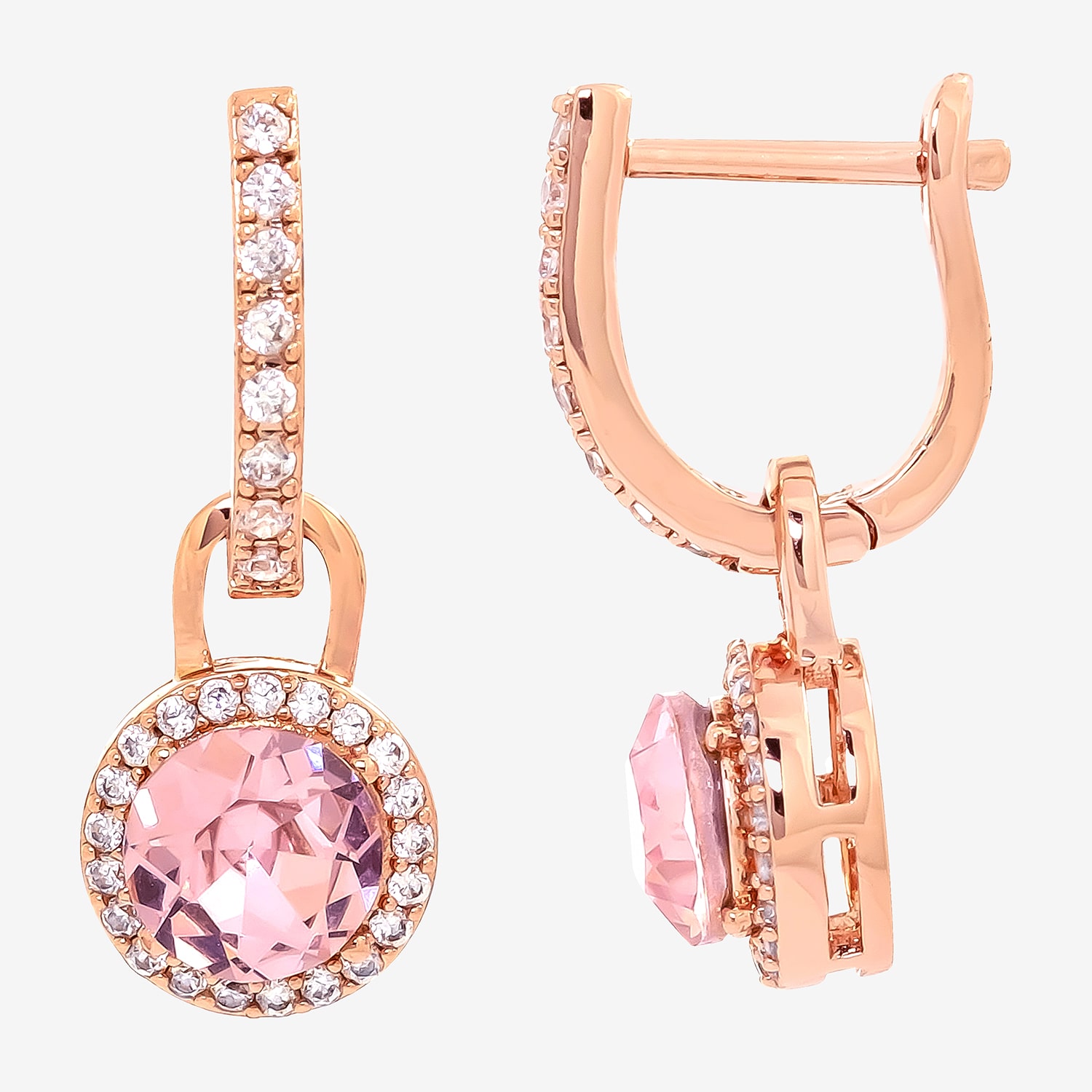 Sparkle Allure Womens Pink Cubic Zirconia 18K Rose Gold Over Brass Drop Earrings