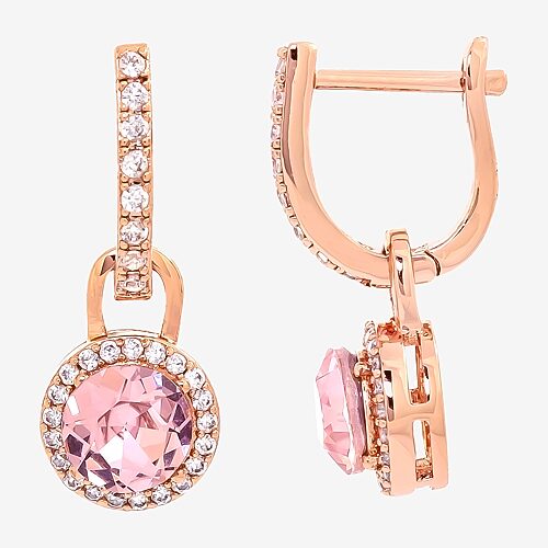 Sparkle Allure Womens Pink Cubic Zirconia 18K Rose Gold Over Brass Drop Earrings, One Size