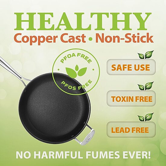 Gotham Steel Copper Cast Textured 5.5-qt Nonstick Jumbo Cooker with Tempered Glass Lid