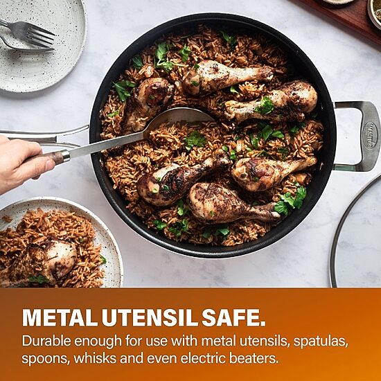 Gotham Steel Copper Cast Textured 5.5-qt Nonstick Jumbo Cooker with Tempered Glass Lid