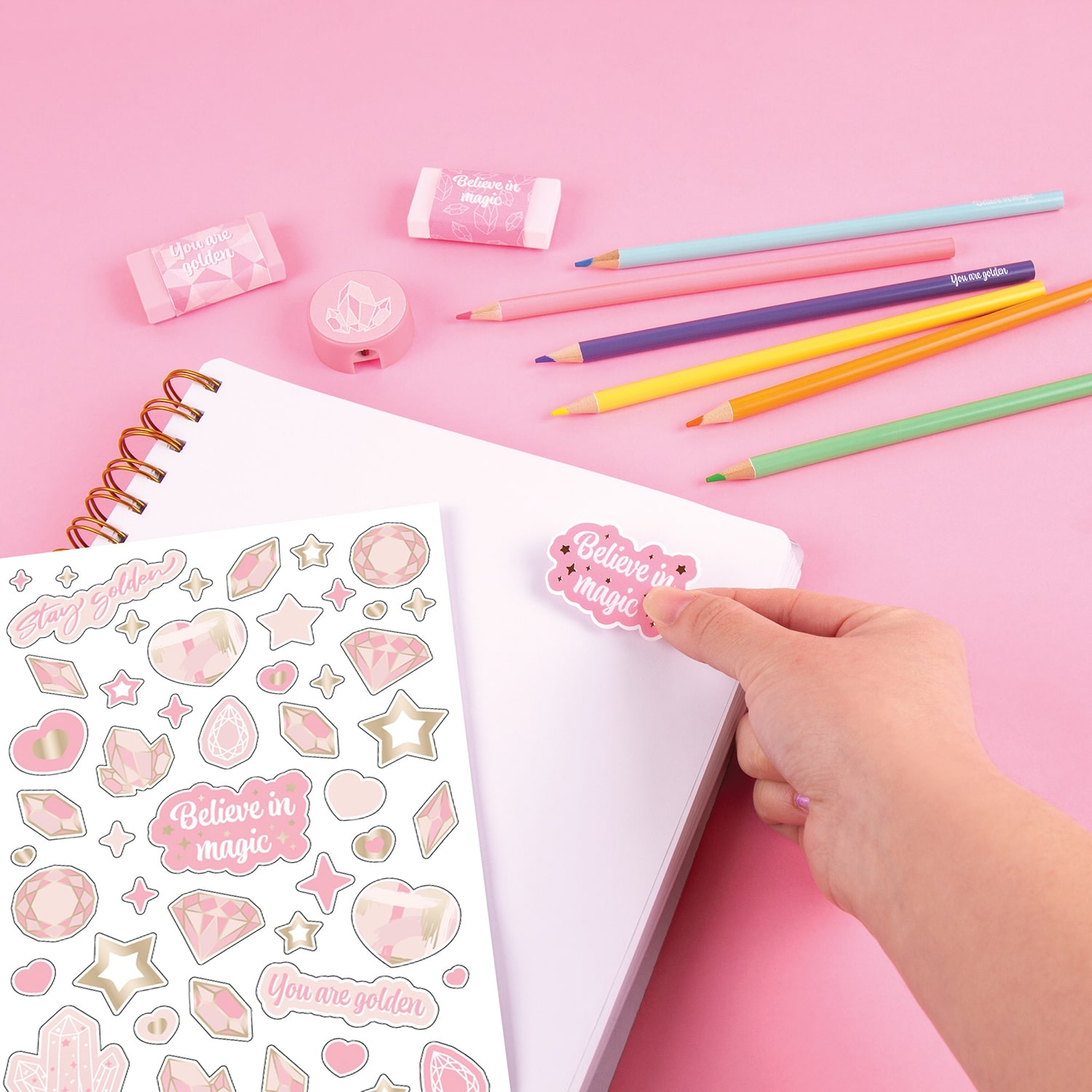Three Cheers For Girls Pink & Gold All-In-1 Sketching Set 11-pc. Craft Kit
