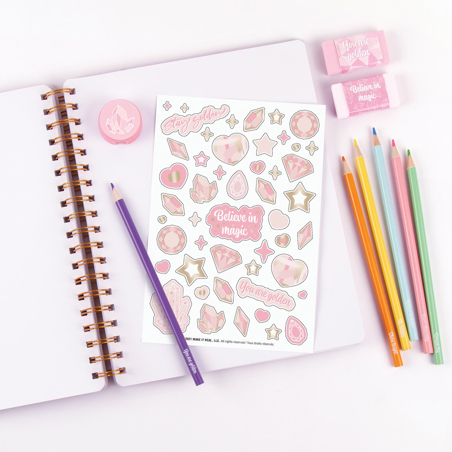 Three Cheers For Girls Pink & Gold All-In-1 Sketching Set 11-pc. Craft Kit