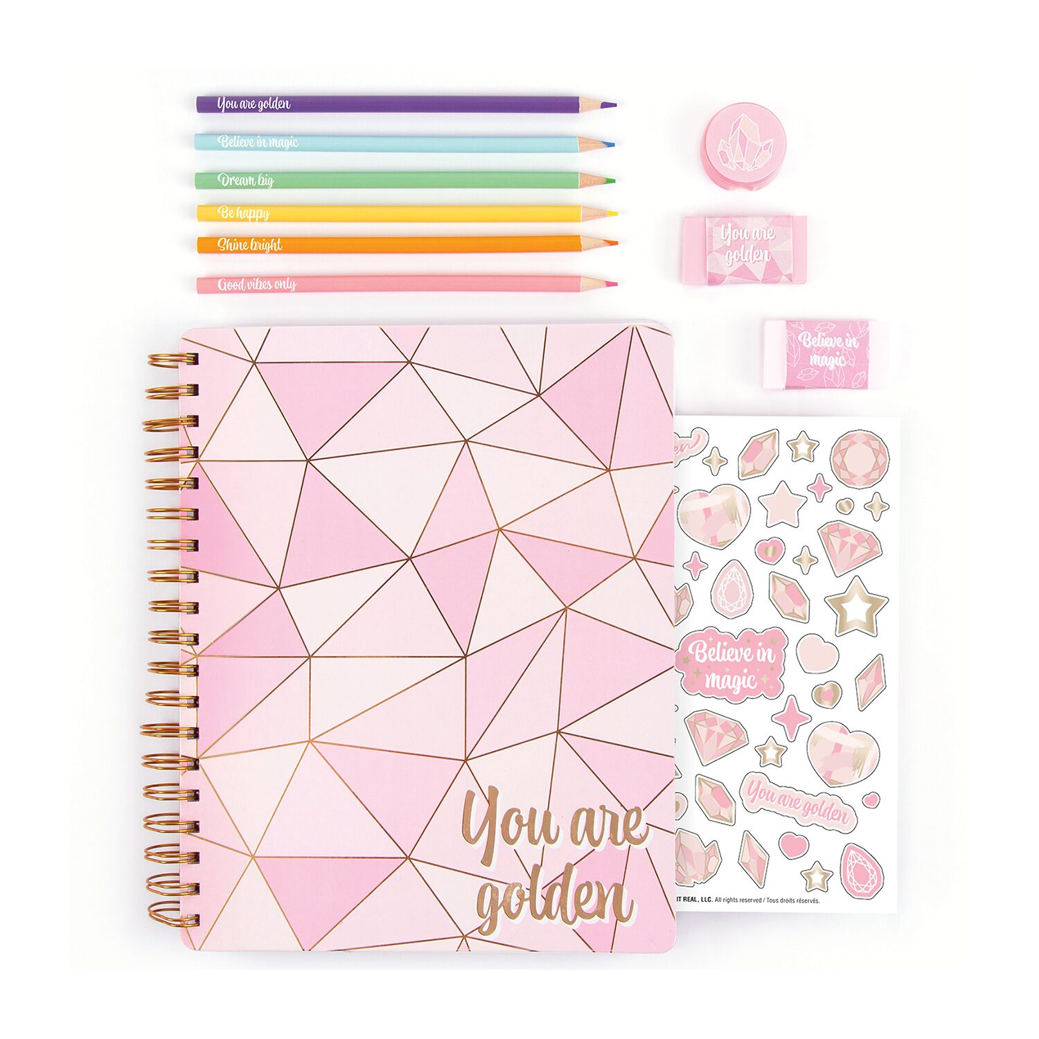Three Cheers For Girls Pink & Gold All-In-1 Sketching Set 11-pc. Craft Kit