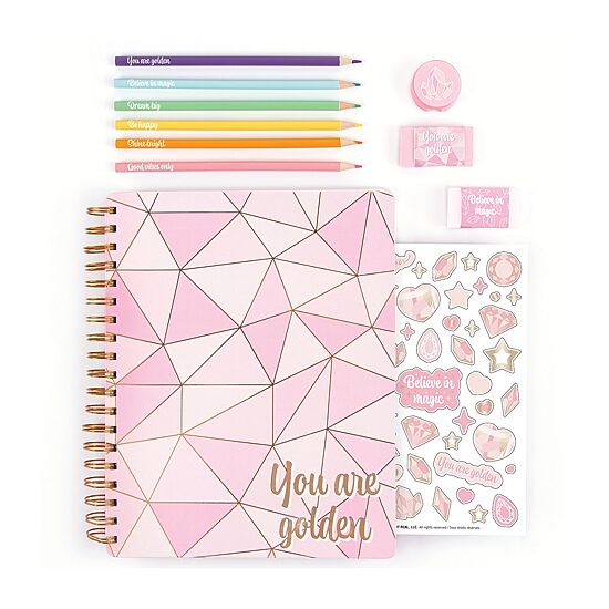 Three Cheers For Girls Pink & Gold All-In-1 Sketching Set 11-pc. Craft Kit