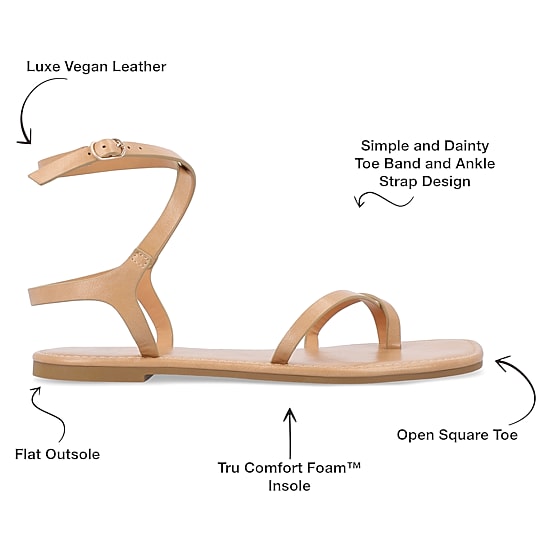 Journee Collection Womens Charra Ankle Strap Flat Sandals
