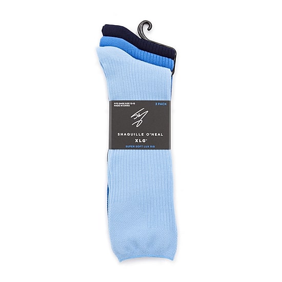 Shaquille O'Neal XLG™ Lux Rib Mens 3 Pair Big and Tall Crew Socks