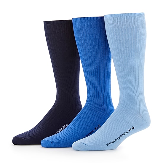 Shaquille O'Neal XLG™ Lux Rib Mens 3 Pair Big and Tall Crew Socks