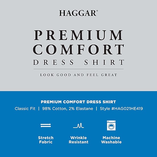 Haggar Premium Comfort Mens Classic Fit Easy Care Long Sleeve Dress Shirt