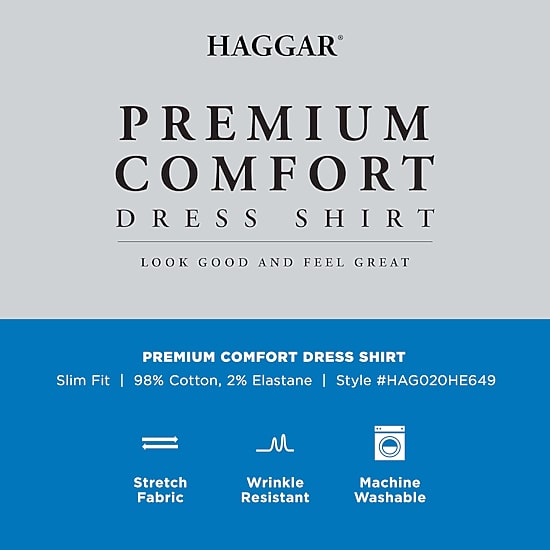 Haggar Premium Comfort Mens Slim Fit Long Sleeve Dress Shirt