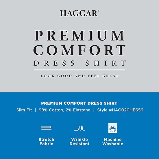 Haggar Premium Comfort Mens Slim Fit Easy Care Long Sleeve Dress Shirt