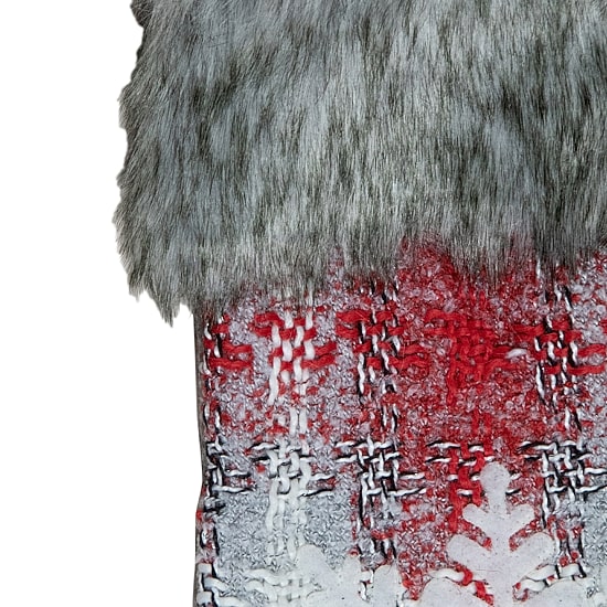 Northlight 18-Inch Red And White Plaid Faux Fur  With Snowflake Christmas Stocking