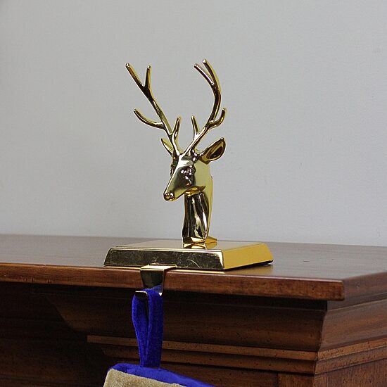 Northlight 8inshiny Gold Metal Deer In Christmas Stocking Holder