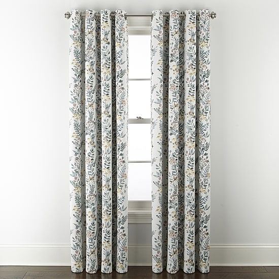 Linden Street Bayshore Print Grommet Top Energy Saving 100% Blackout Single Curtain Panel